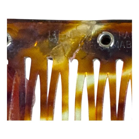 Vintage Rhinestone Hair Comb Clip Tortoise shell Celluloid & Silver Tone 3" READ - Picture 3 of 5